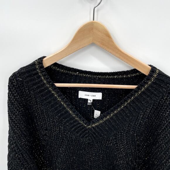 John & Jenn Evereve NWT Black Fabio Sweater with Gold Shimmer // M - Picture 9 of 12